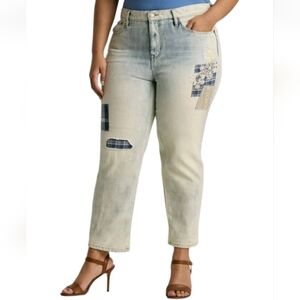 Lauren Ralph Lauren Women Jeans Size 20W Patchwork Relaxed Tapered Ankle New